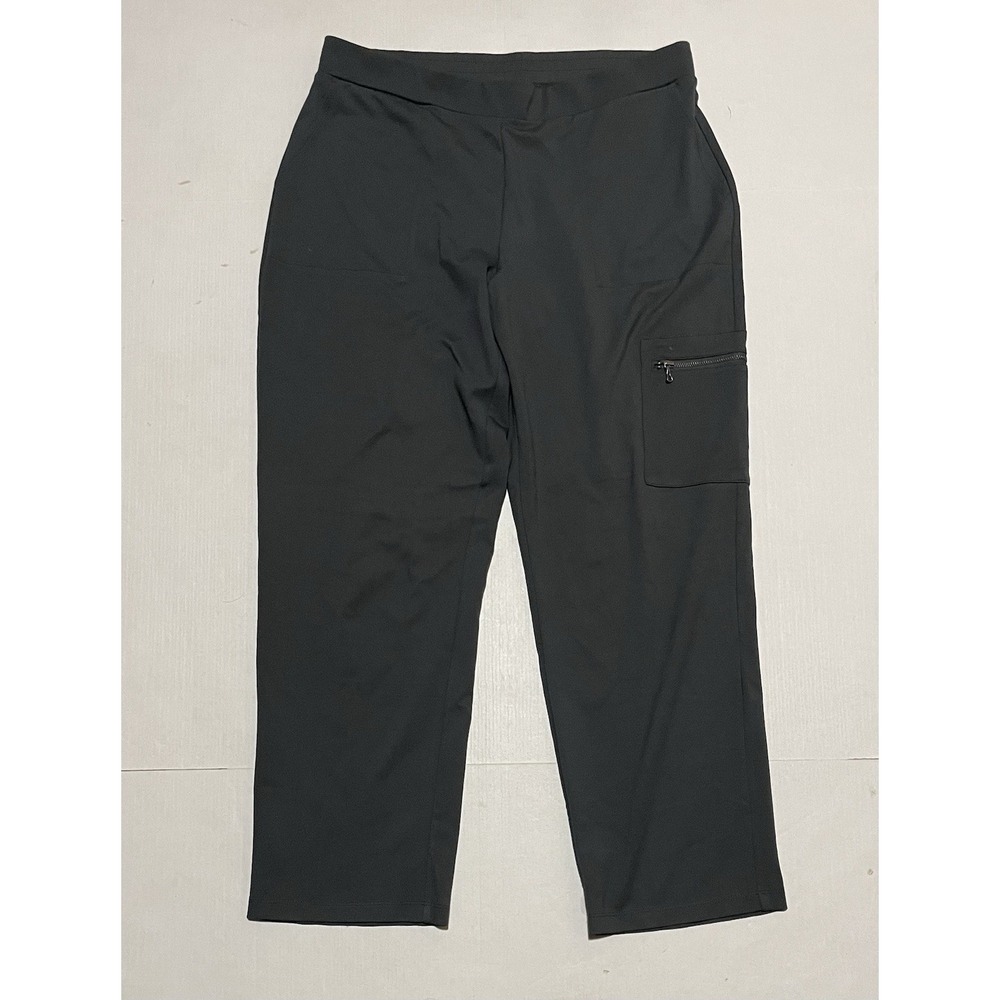 SUSAN GRAVER Supreme Knit Straight Leg‎ Pants W/ Zip Pocket Grey Medium Petite